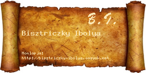 Bisztriczky Ibolya névjegykártya